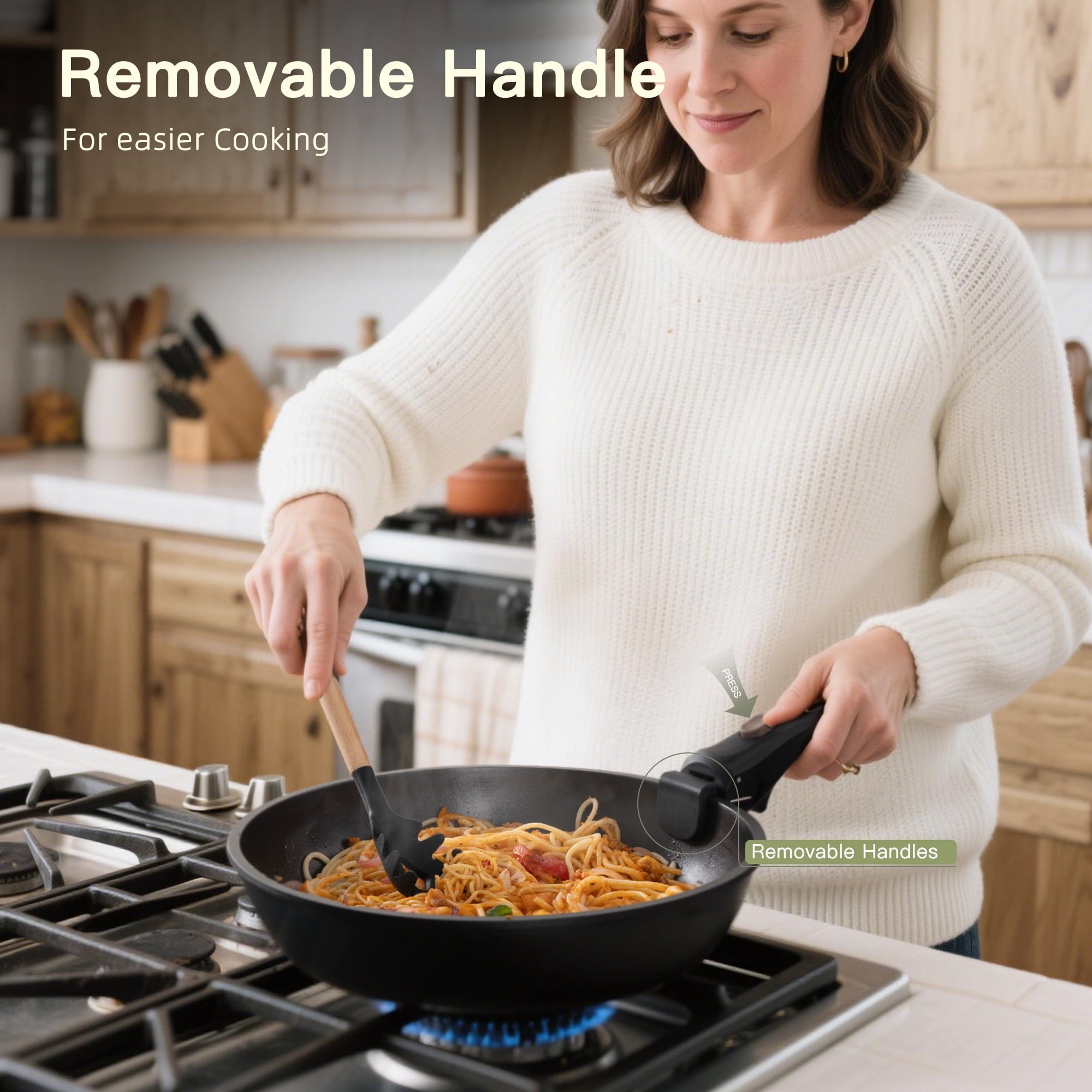 20-Piece and Pans Set, Nonstick Cookware Set with Detachable Handles, Oven & Dishwasher Safe, Induction Compatible, S... - Image 6