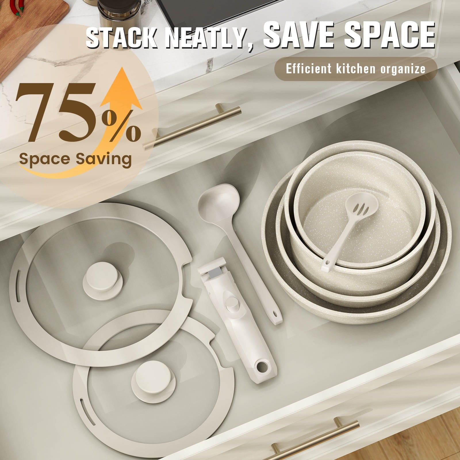 4 Piece Detachable Handle Inorganic Silicon Coating Cookware Set,Pot Pan Set