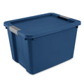20 Gallon Large Storage Bin, Plastic Storage Container with Latch Lid, Blue