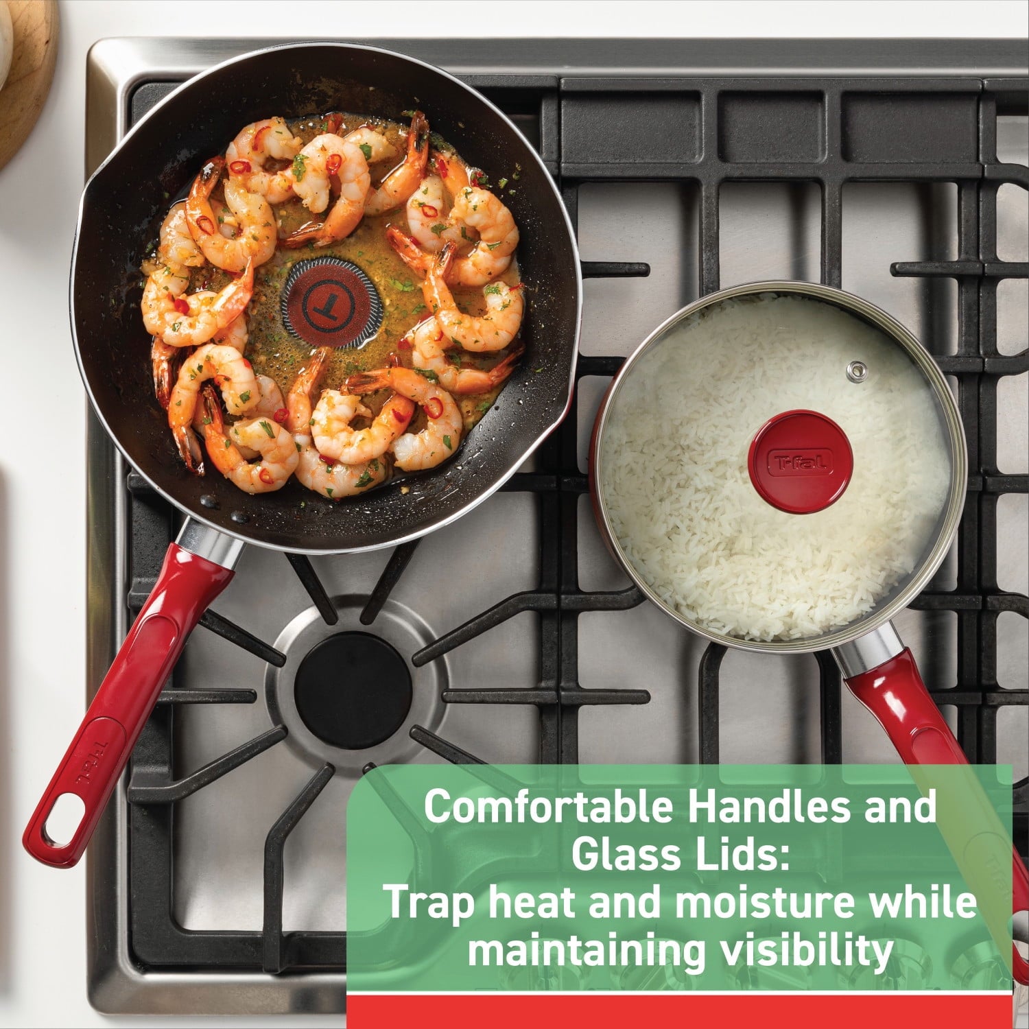 20 Piece Non-Stick Pots and Pans Cookware Set, Red - Image 5