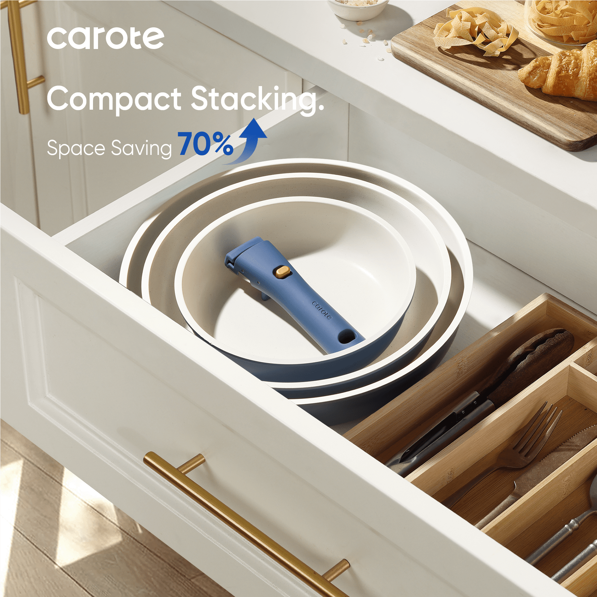 5 Pcs Pots and Pans Nonstick, Cookware Set with Detachable Handles, Oven Safe, Induction Ready, Stackable Kitchen Coo... - Image 6
