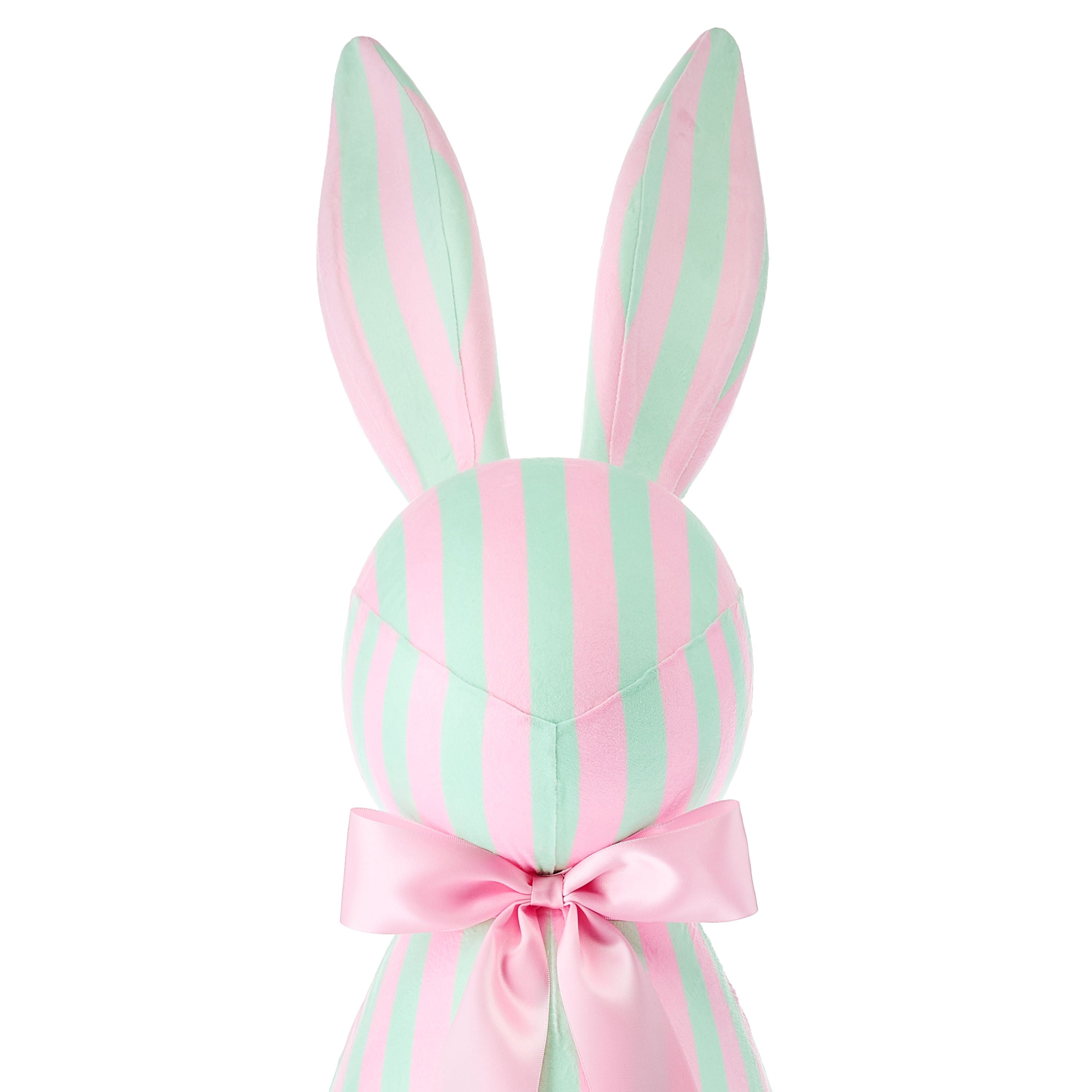 Jumbo Striped Bunny Tabletop Decoration, Mint Green and Pink, 27", Easter by