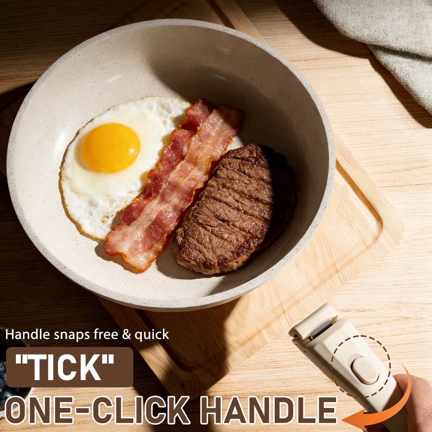 11-Piece Aluminum Pots and Pans Set with Removable Handle, Granite-Inspired Cookware, Induction Compatible, Design