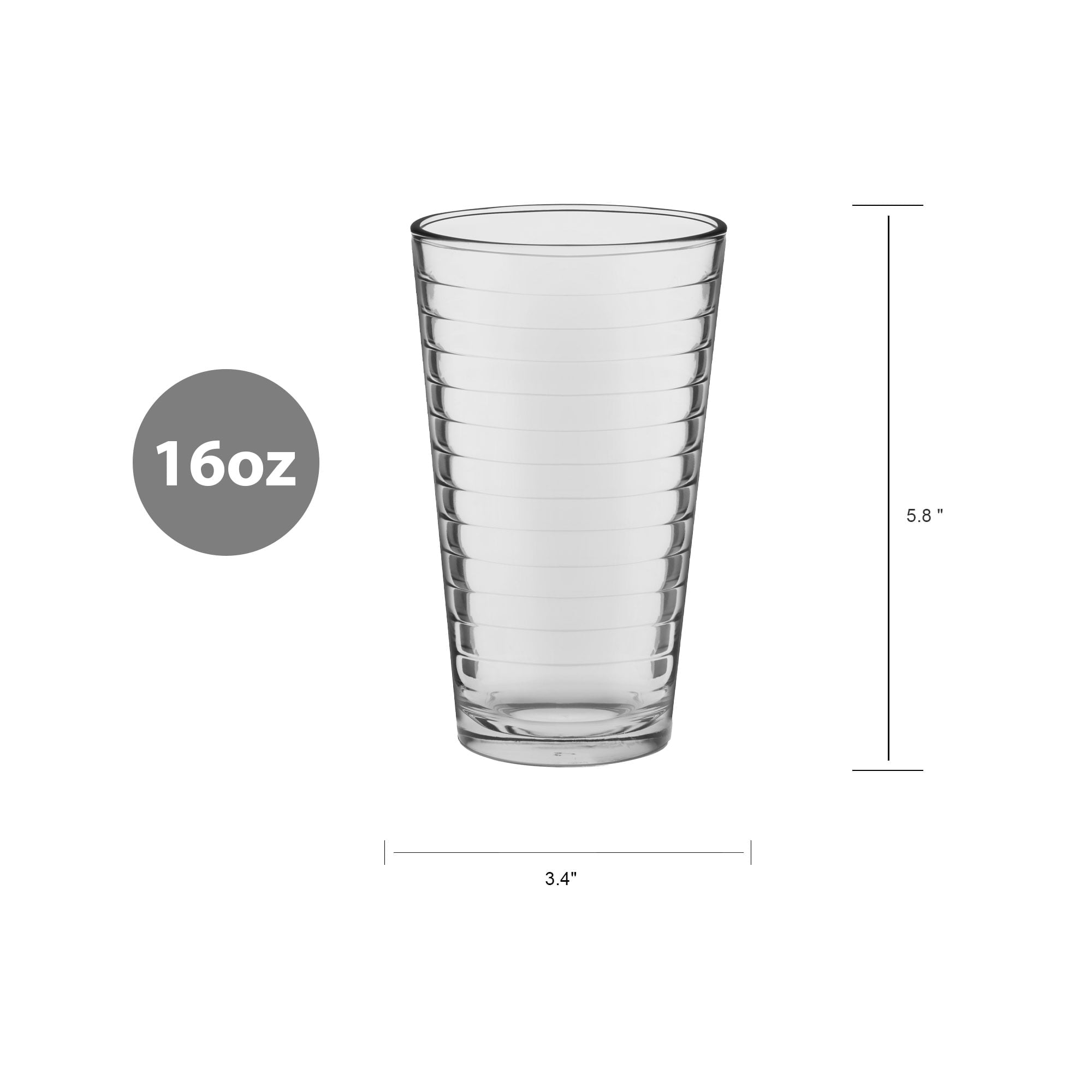 Glass Drinkware Set, 16.2 oz, 8-Piece - Image 2