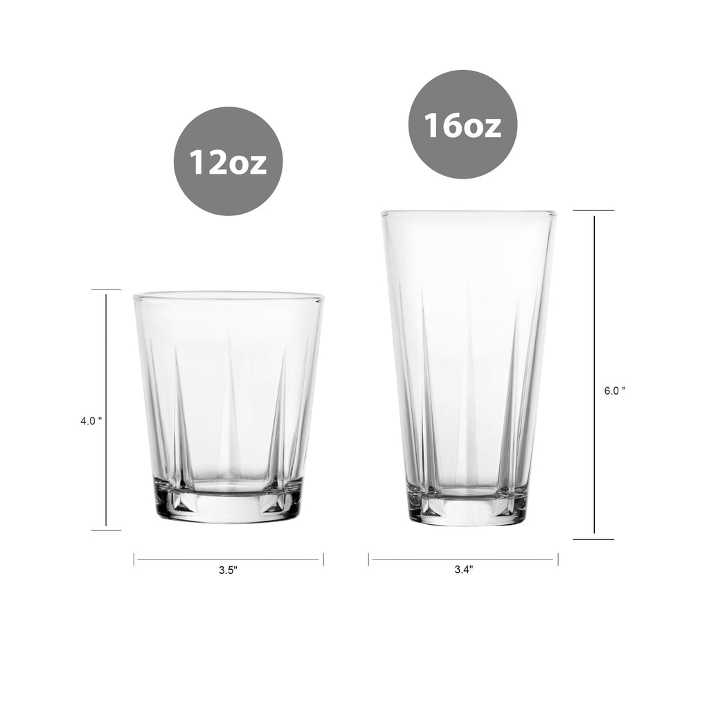 Luciana Clear Glass Drinkware, Set of 12
