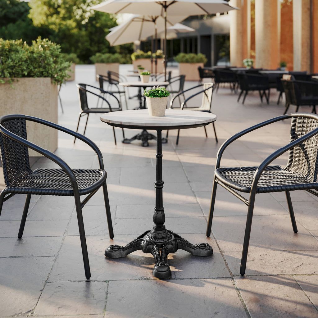 24" Round White Faux Marble Indoor Outdoor TopGuard Wrapped Tabletop, Seamless Edge, Scratch & Stain Resistant, Comme... - Image 5