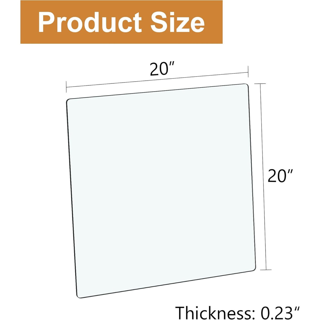 20"x20" Tempered Glass Table Top, 0.23" Thick Clear Replacement with 6 Anti-Slip Pads - Image 3