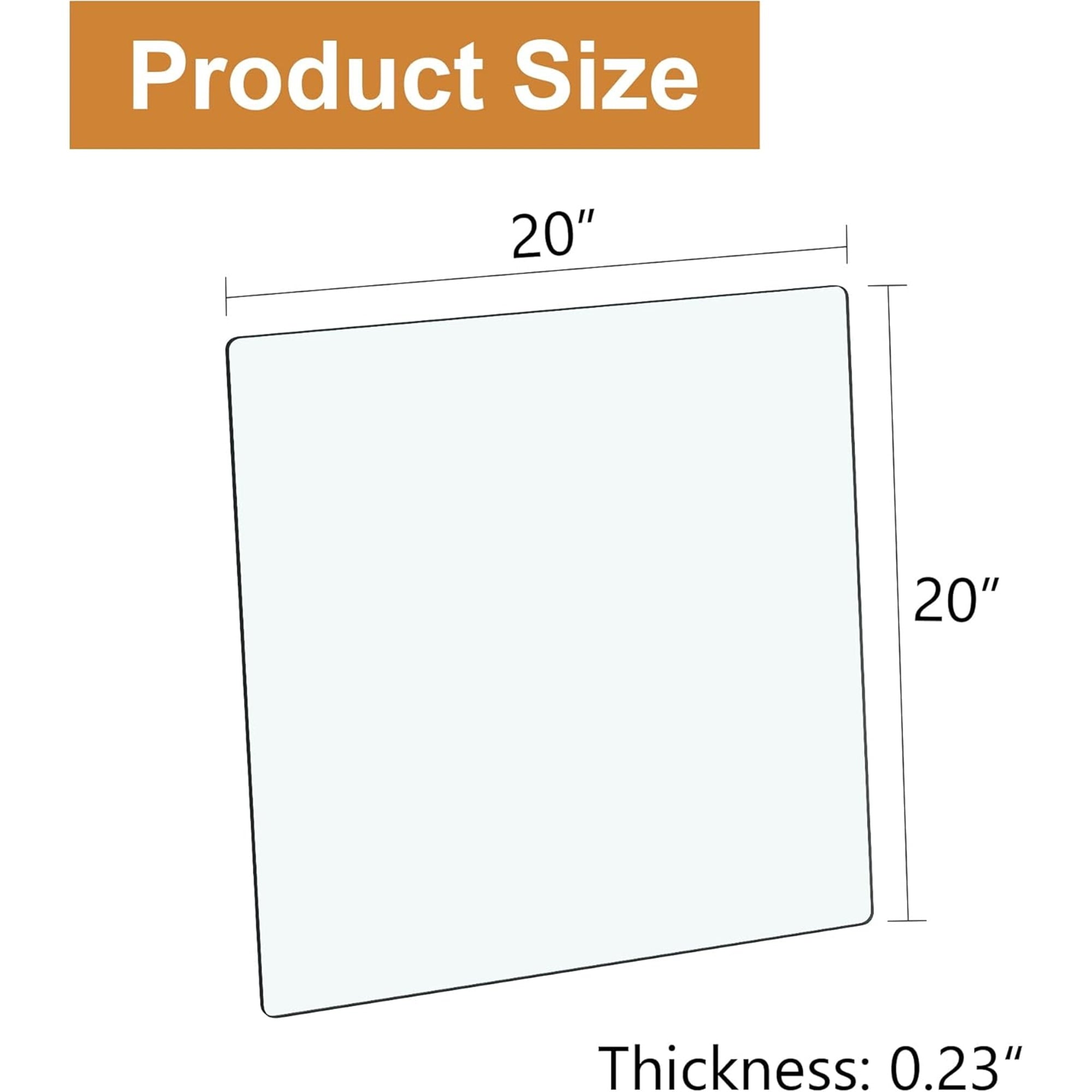 20"x20" Tempered Glass Table Top, 0.23" Thick Clear Replacement with 6 Anti-Slip Pads - Image 3