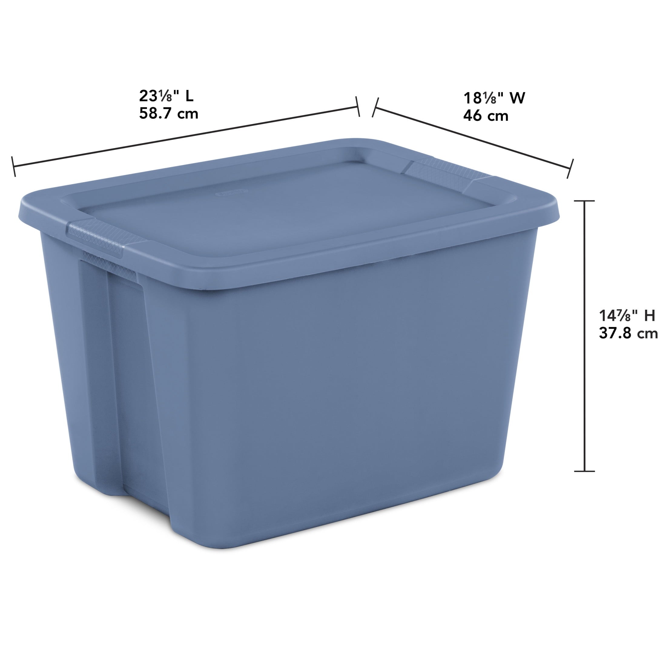 Large Storage Bin, 18 Gallon Plastic Storage Container with Snap-On Lid, Blue