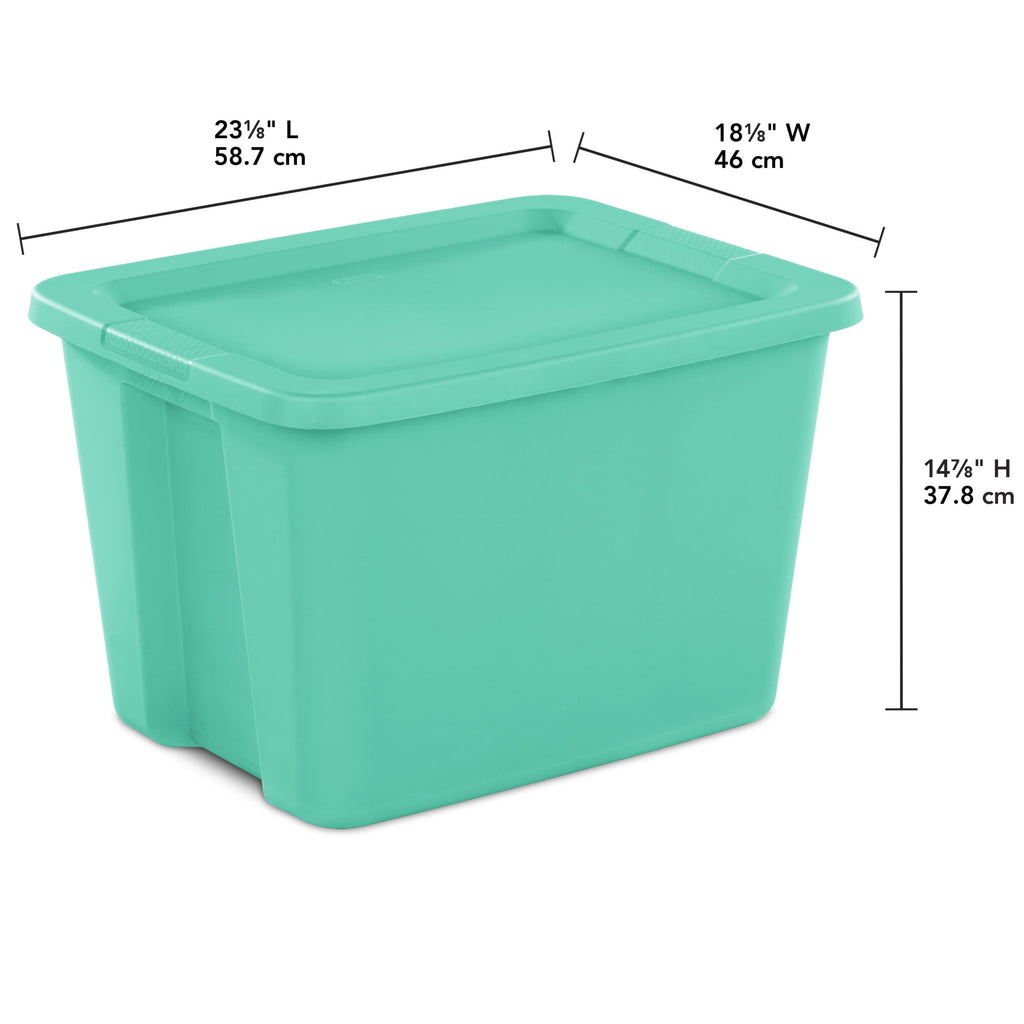 18 Gallon Tote, Plastic Storage Bin with Snap-on Lid, Teal - Image 2