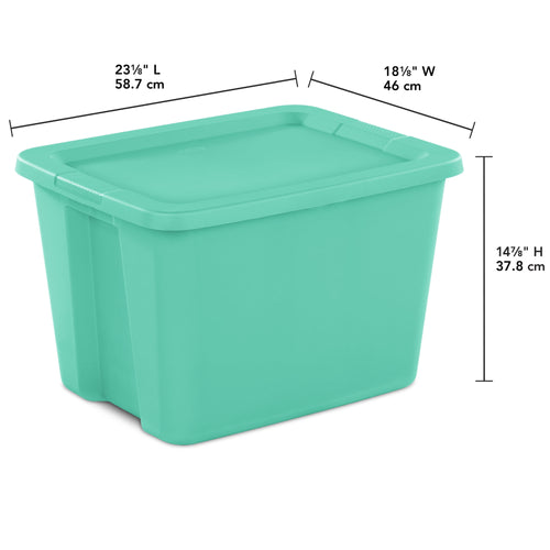 18 Gallon Tote, Plastic Storage Bin with Snap-on Lid, Teal - Image 2
