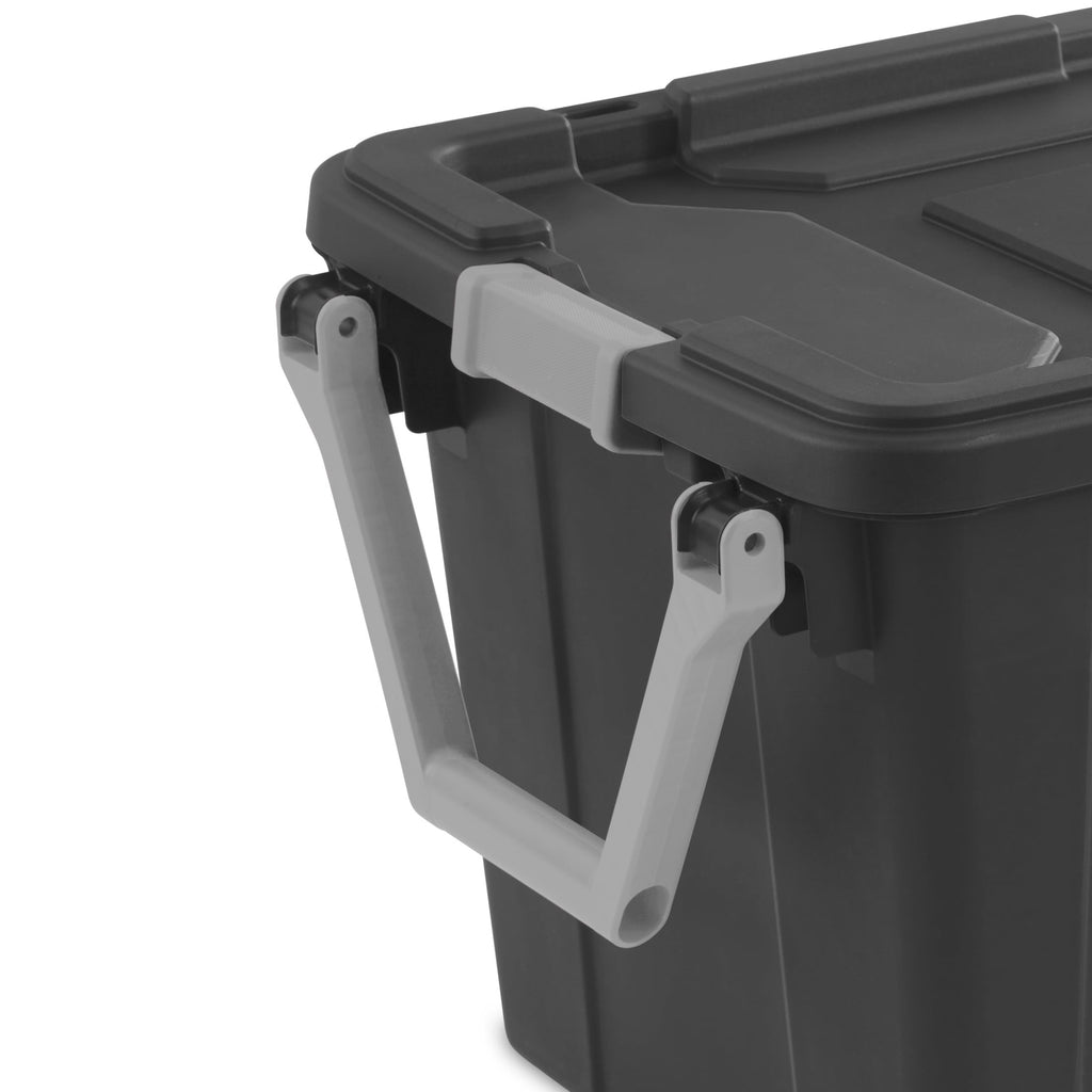 Industrial Storage Bin, 40 Gallon Durable Plastic Storage Tote with Latching Lid and Pull Handle, Dark Gray - Image 6