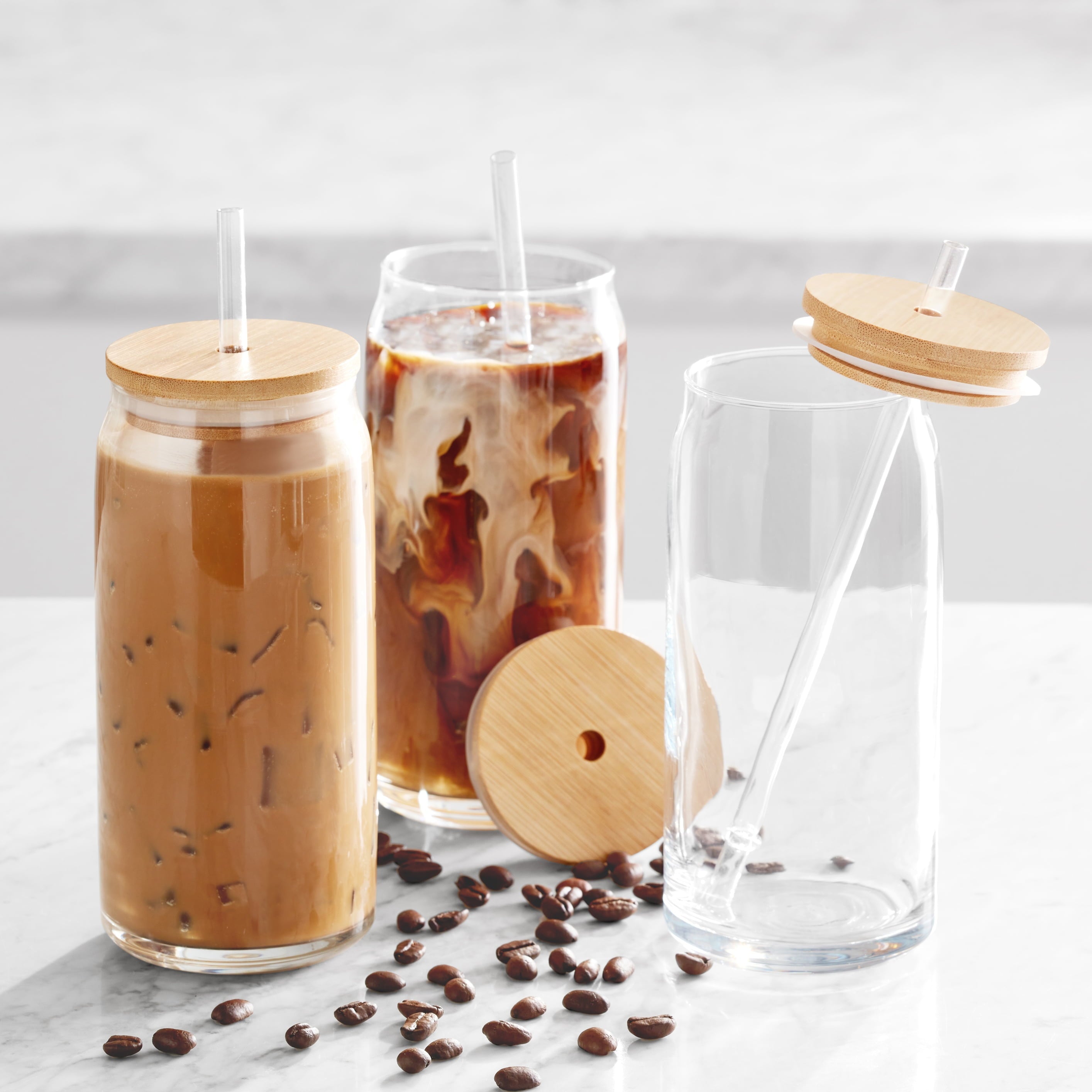 Can Glass Drinkware with Lids & Straws, Set of 4 - Image 2