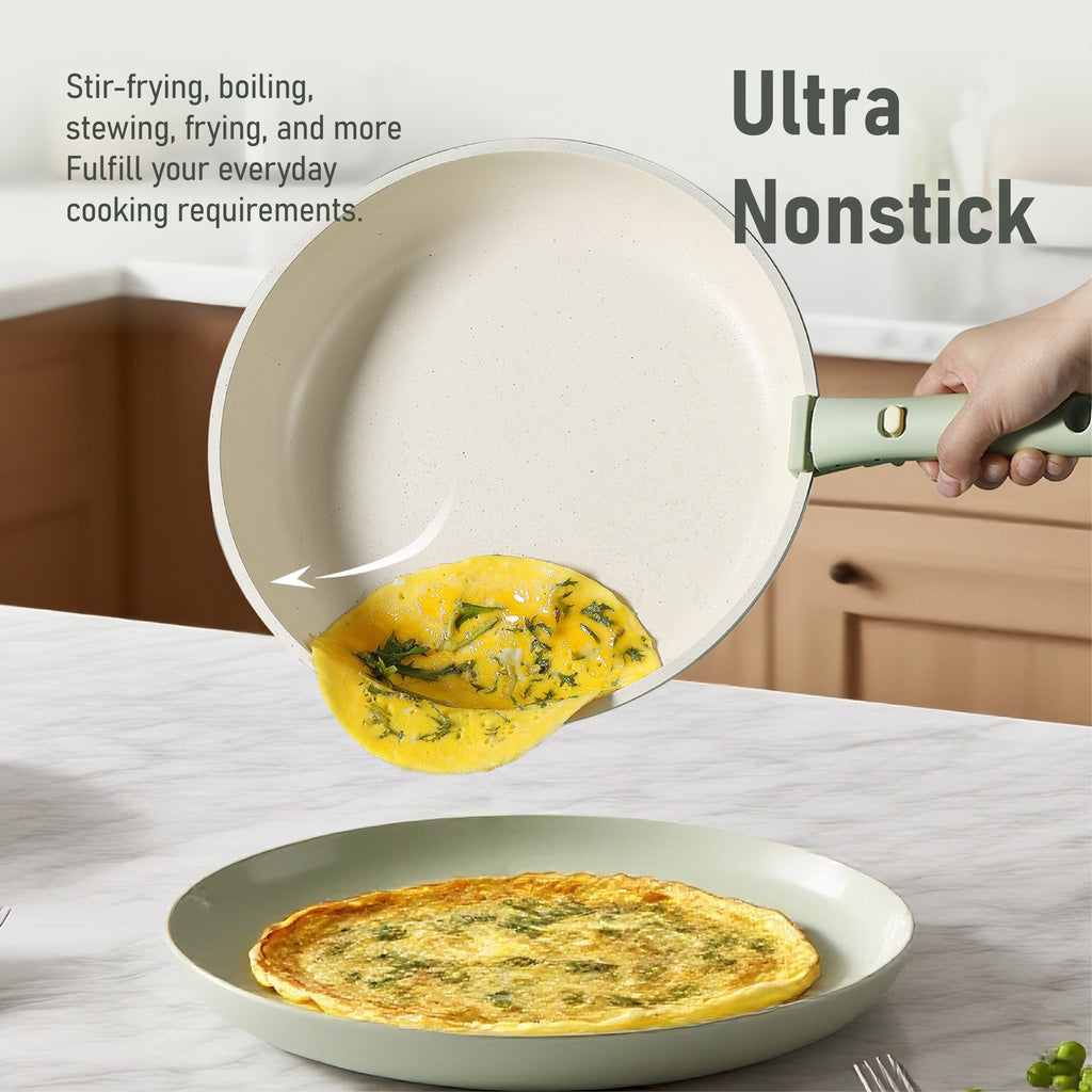 4 Pcs Nonstick Cookware Sets, Pots and Pans Set with Detachable Handles, Oven Safe, Induction Cookware, Stackable Kit... - Image 3
