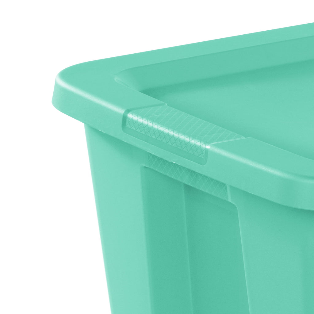 18 Gallon Tote, Plastic Storage Bin with Snap-on Lid, Teal - Image 6