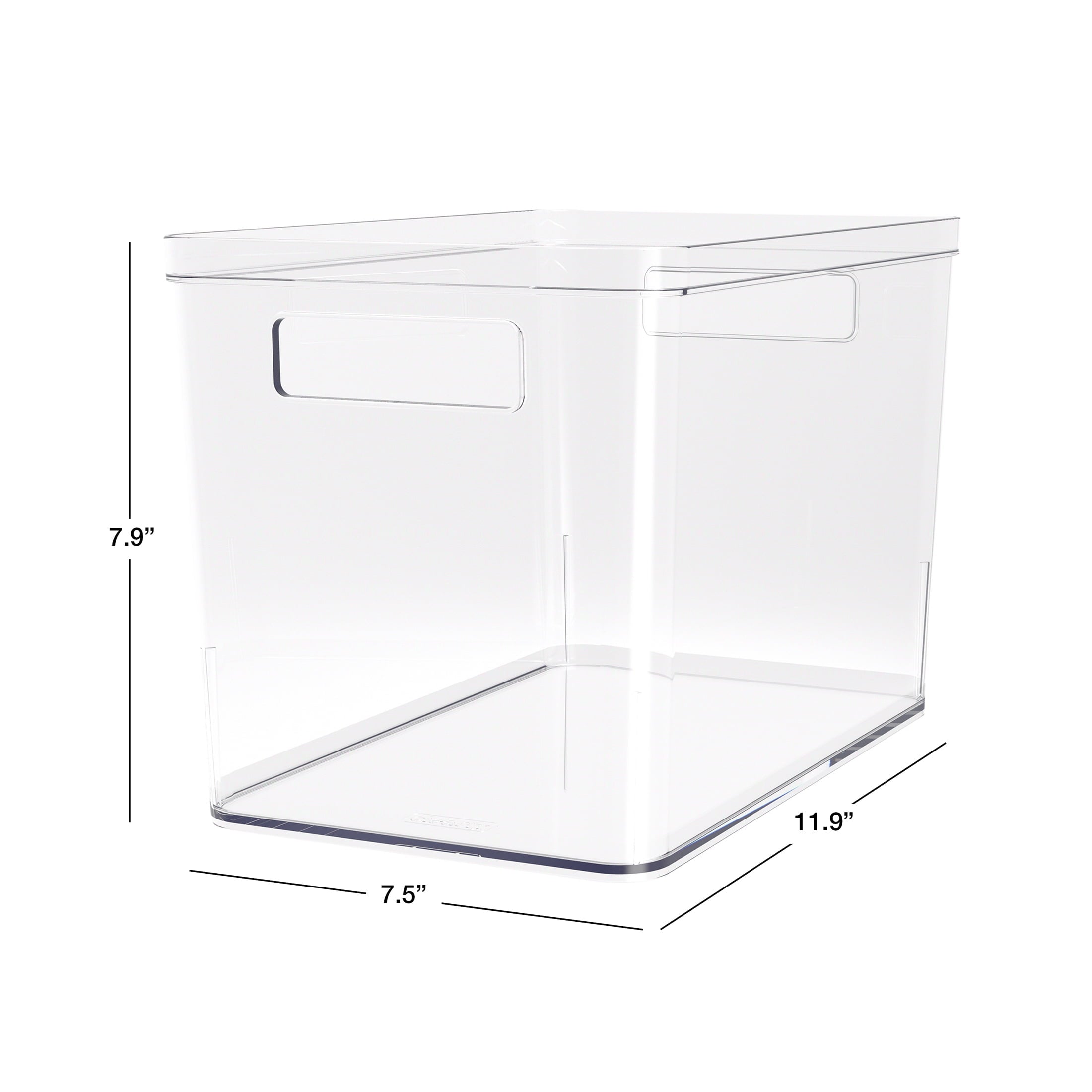 Large Deep Clear Plastic Pantry Storage Bin Organizer, Kitchen Cabinet, Fridge, Shelf and Countertop Storage Container for Pantry Organization, 12" x 7.5" x 8"