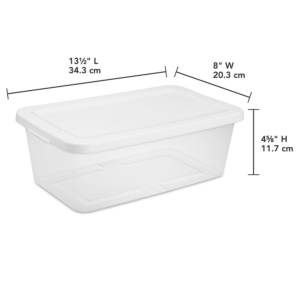 Set of (10) 6 Quart Small Storage Bins, Clear Plastic Storage Containers with Snap-on Lids, White - Image 3