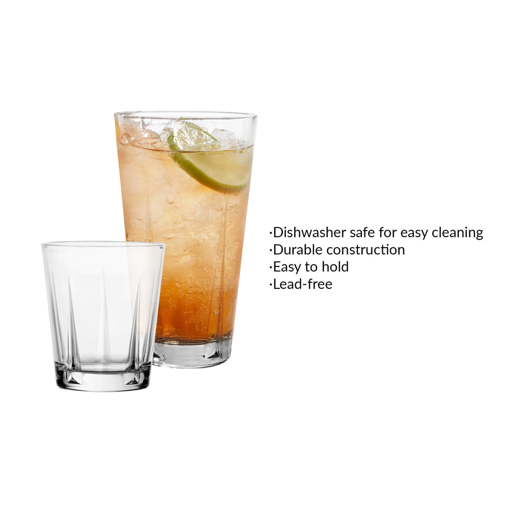 Luciana Clear Glass Drinkware, Set of 12