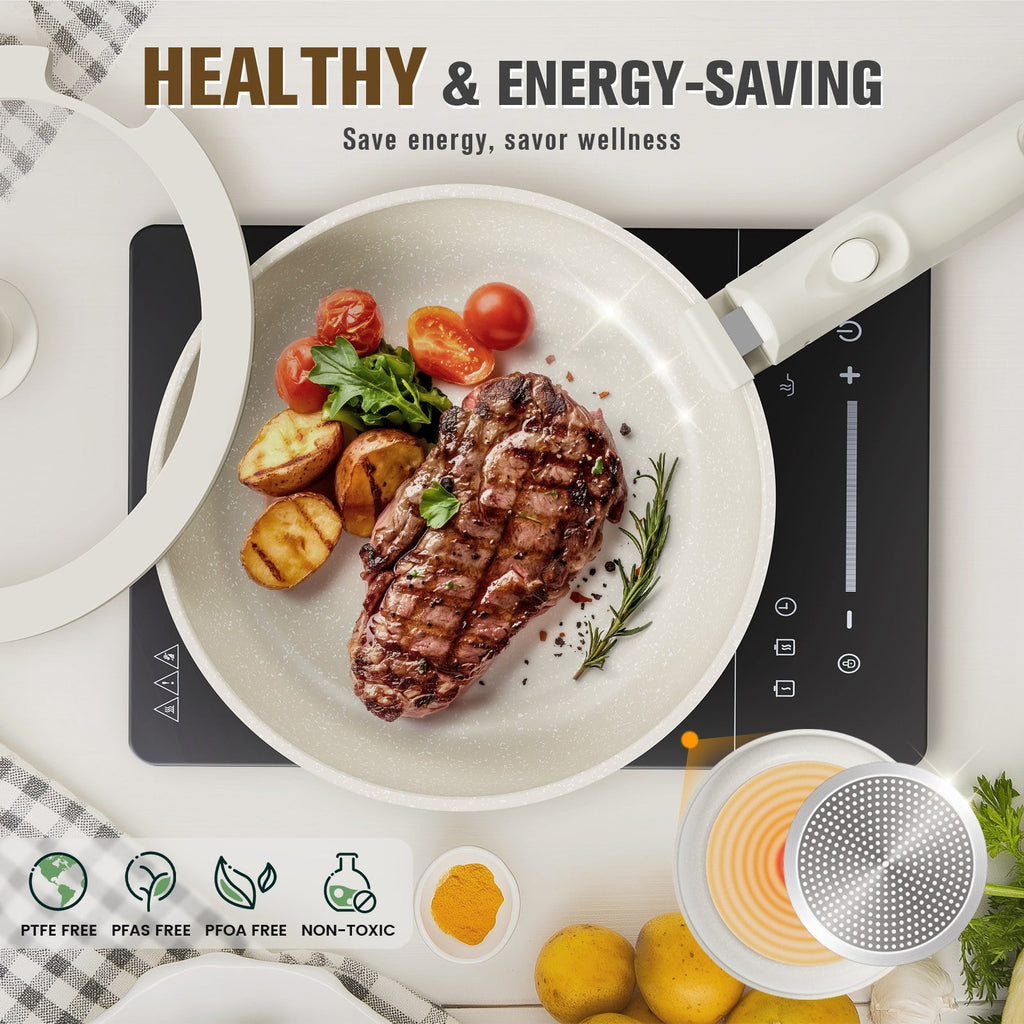 4 Piece Detachable Handle Inorganic Silicon Coating Cookware Set,Pot Pan Set