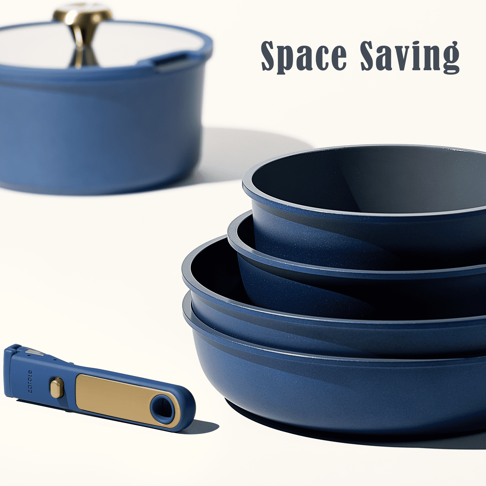 15 Pcs Ceramic Cookware Set, Non Stick Pots and Pans with Detachable Handles, Oven Safe, Induction Cookware, Stackabl... - Image 5