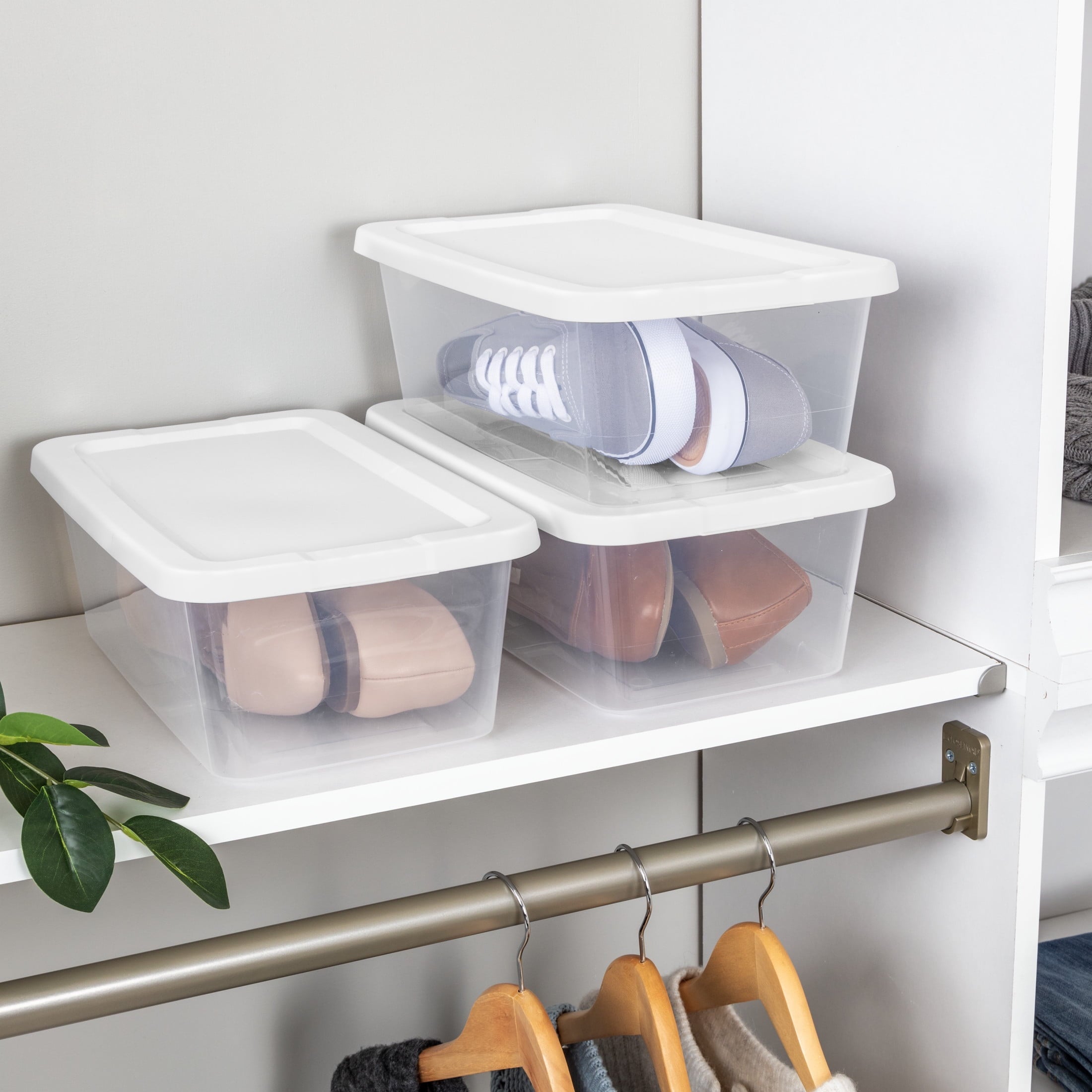 6 Small Storage Bin, Clear Plastic Storage Container with Snap-On Lid, White - Image 5