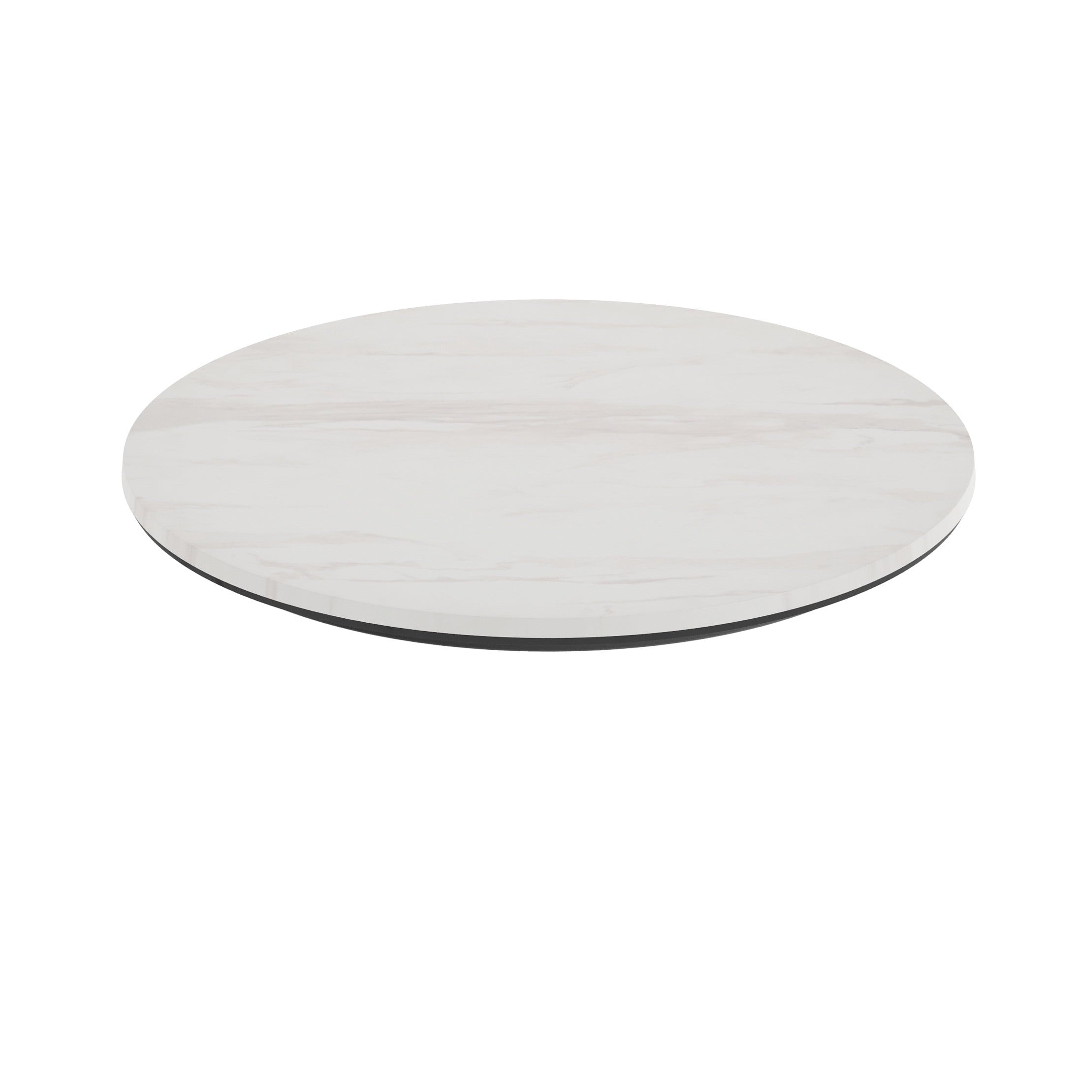 24" Round White Faux Marble Indoor Outdoor TopGuard Wrapped Tabletop, Seamless Edge, Scratch & Stain Resistant, Comme... - Image 2