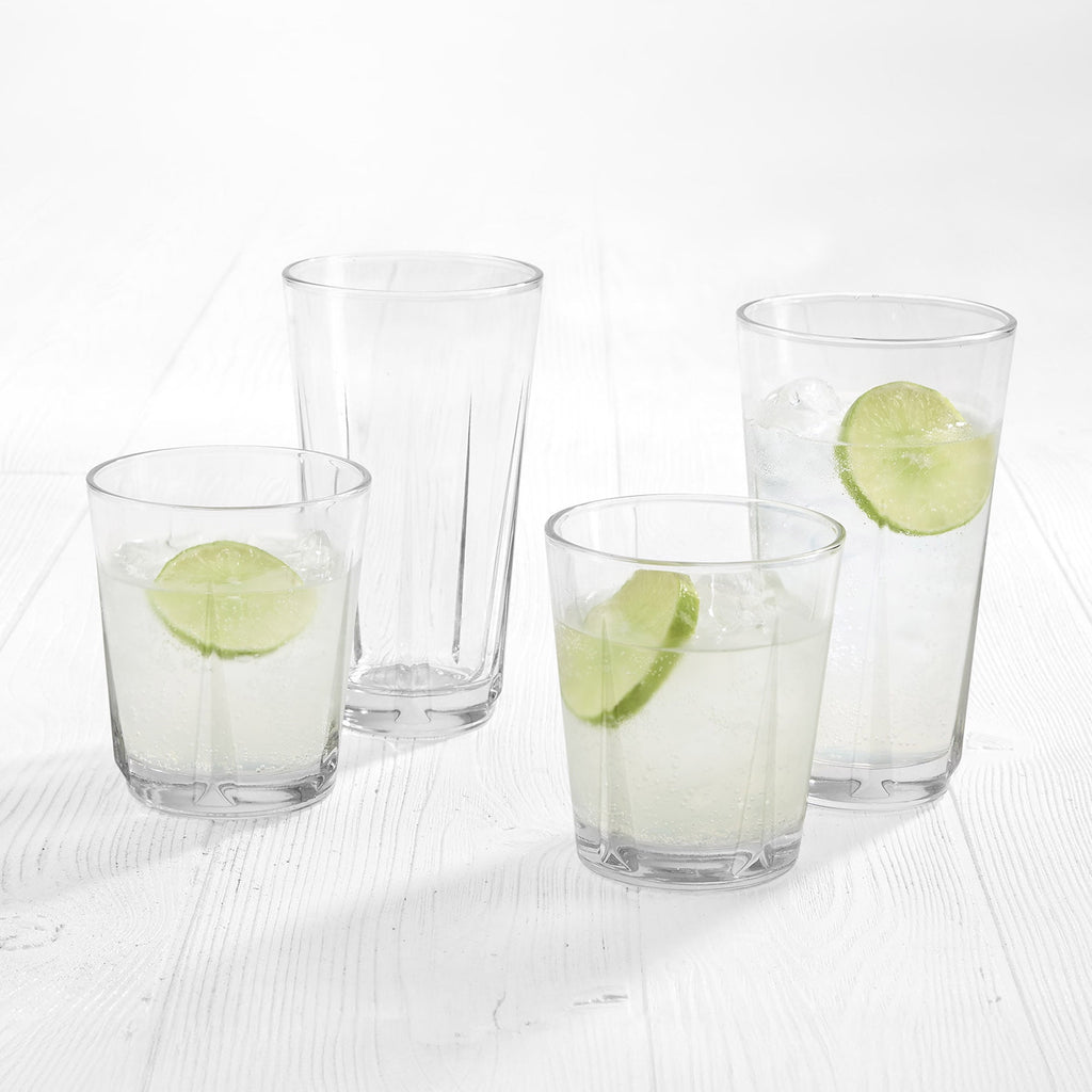 Luciana Clear Glass Drinkware, Set of 12