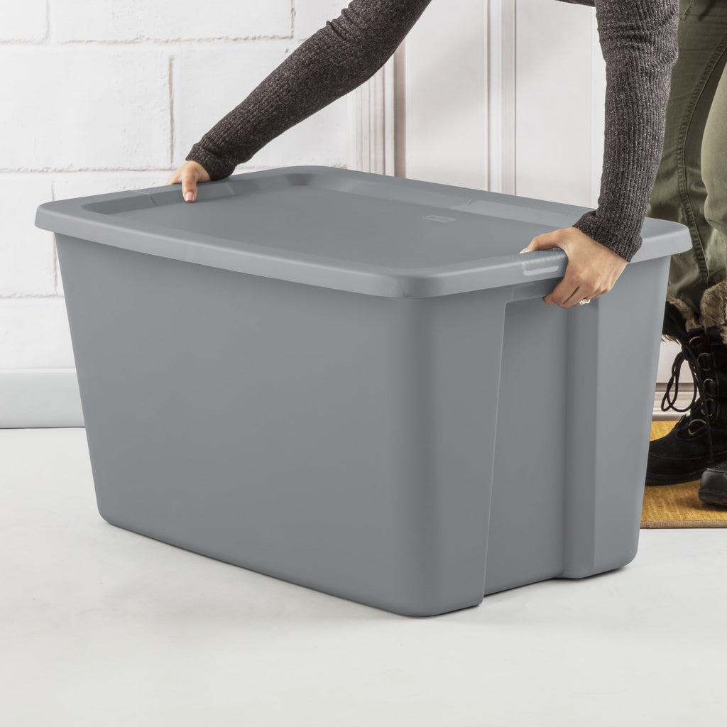30 Gallon Extra-Large Storage Bin, Durable Plastic Storage Container with Snap-On Lid, Gray - Image 3