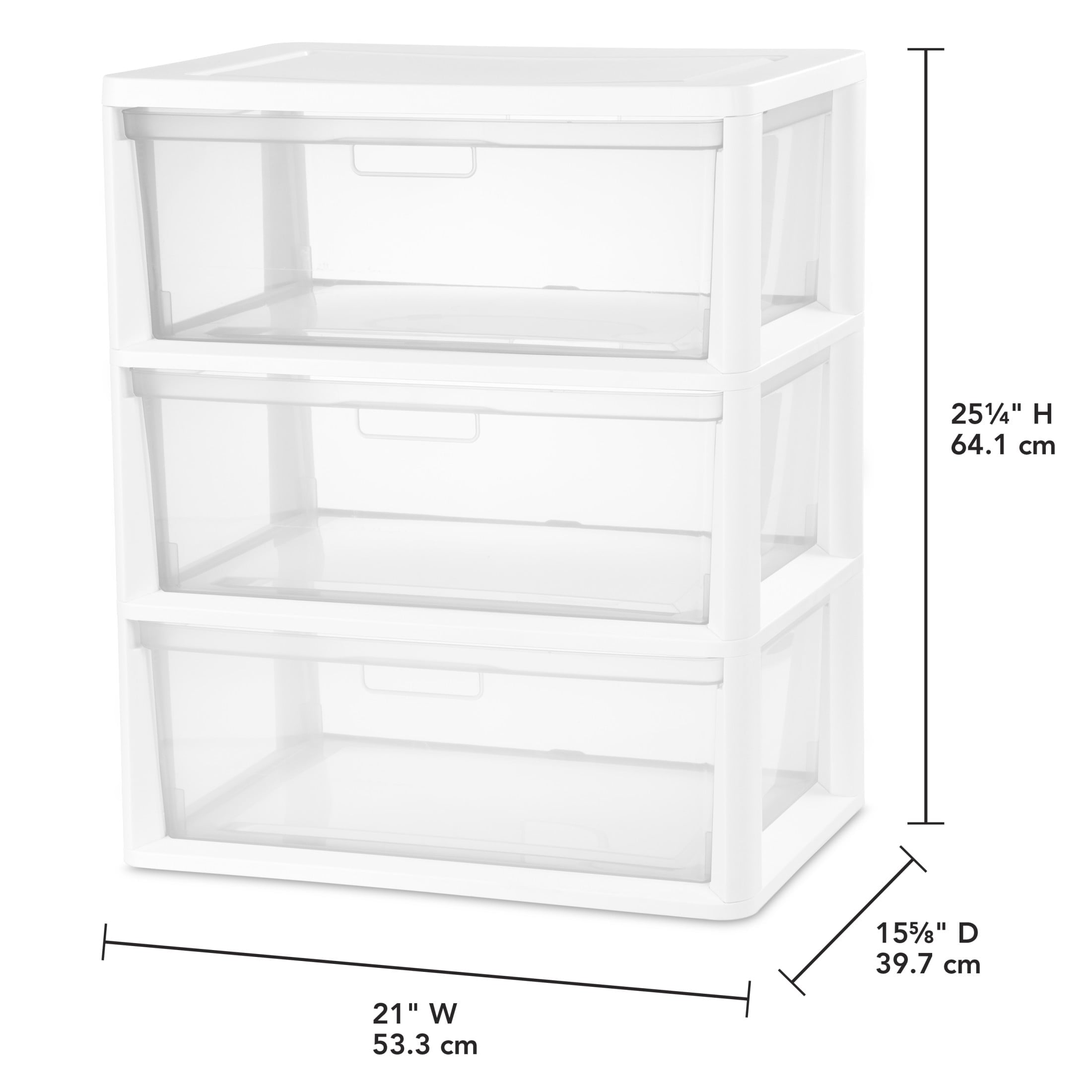 3 Drawer Tower, Plastic Storage Organizer with Removable Clear Bins, Easy to Assemble - No Tools Needed, White - Image 2