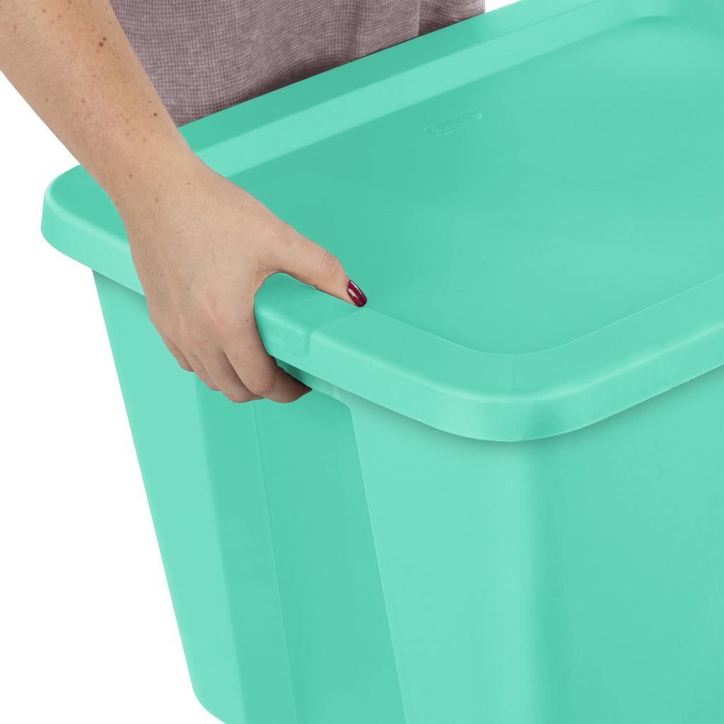 18 Gallon Tote, Plastic Storage Bin with Snap-on Lid, Teal - Image 5