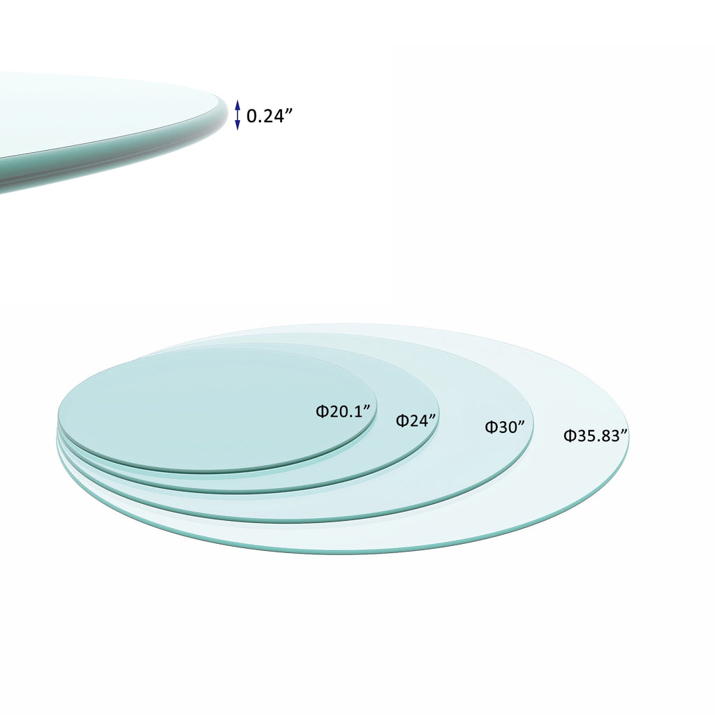 30" Glass Table Top Clear Glass 1/4 Inch Thick Beveled Polished Edge for Indoor Dining or Outdoor Patio - Image 2