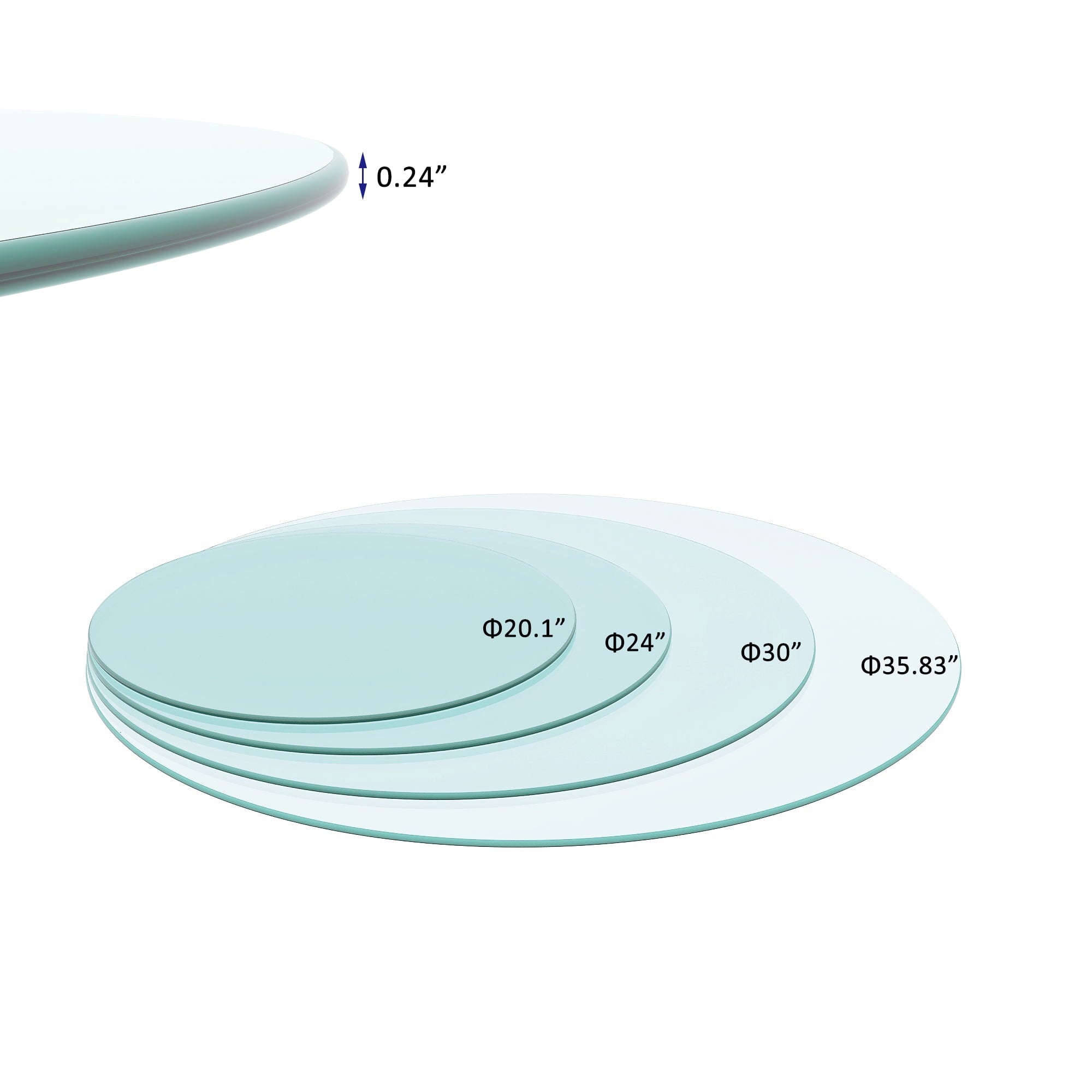 30" Glass Table Top Clear Glass 1/4 Inch Thick Beveled Polished Edge for Indoor Dining or Outdoor Patio - Image 2