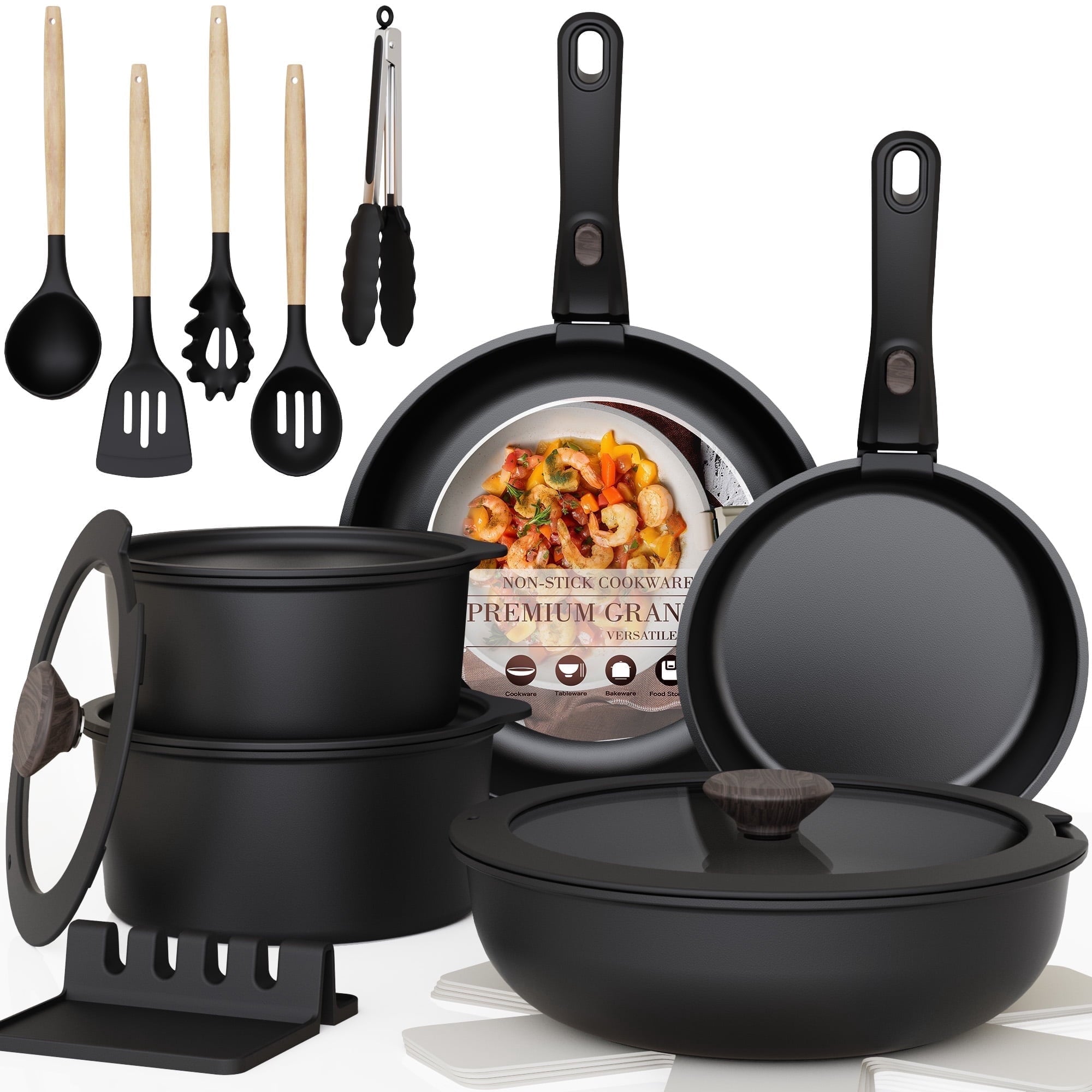 20-Piece and Pans Set, Nonstick Cookware Set with Detachable Handles, Oven & Dishwasher Safe, Induction Compatible, S...