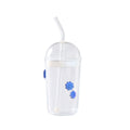 Glass Sipper Blue Floral Icon with Glass Lid