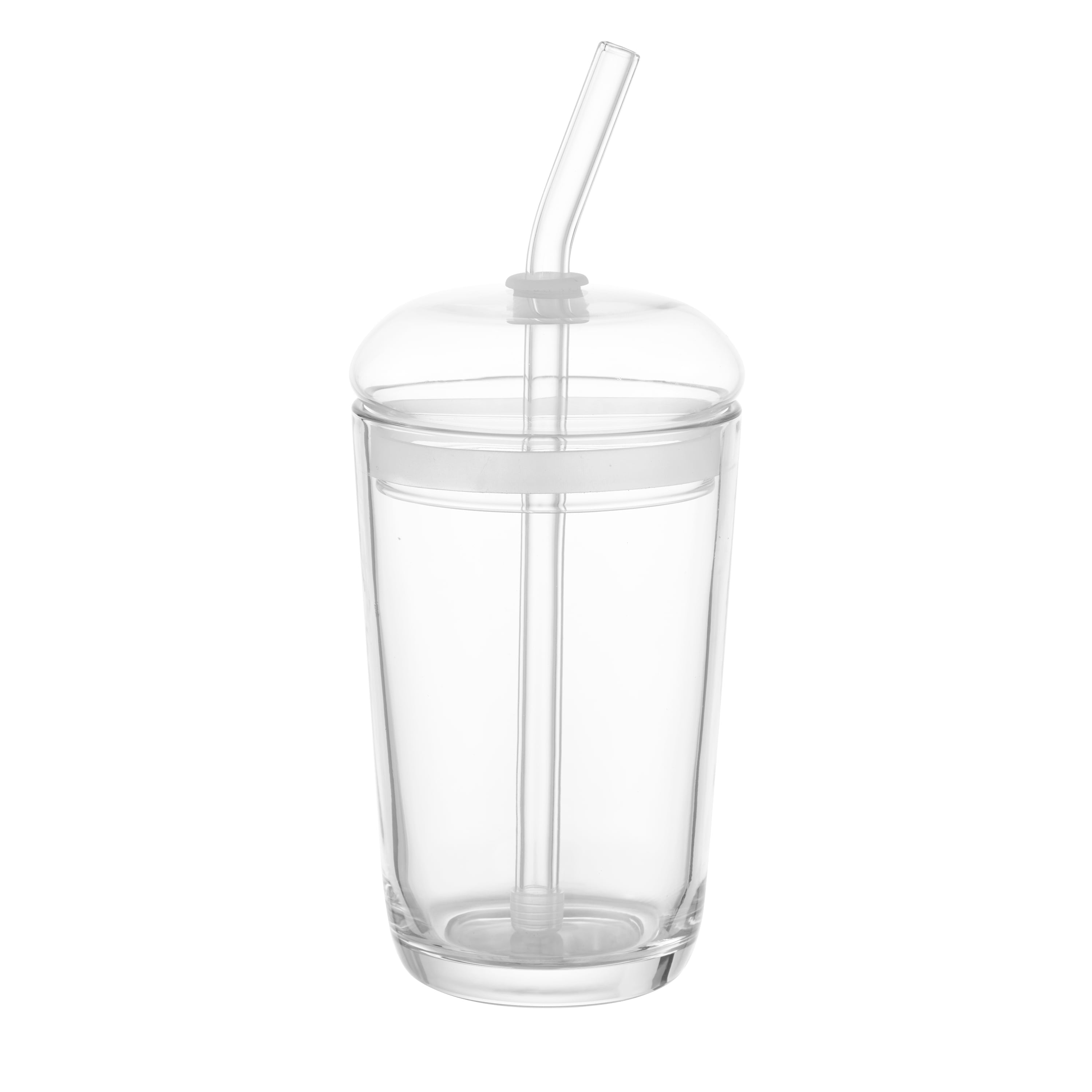 16 oz Dome Lid Glass Tumbler, Clear