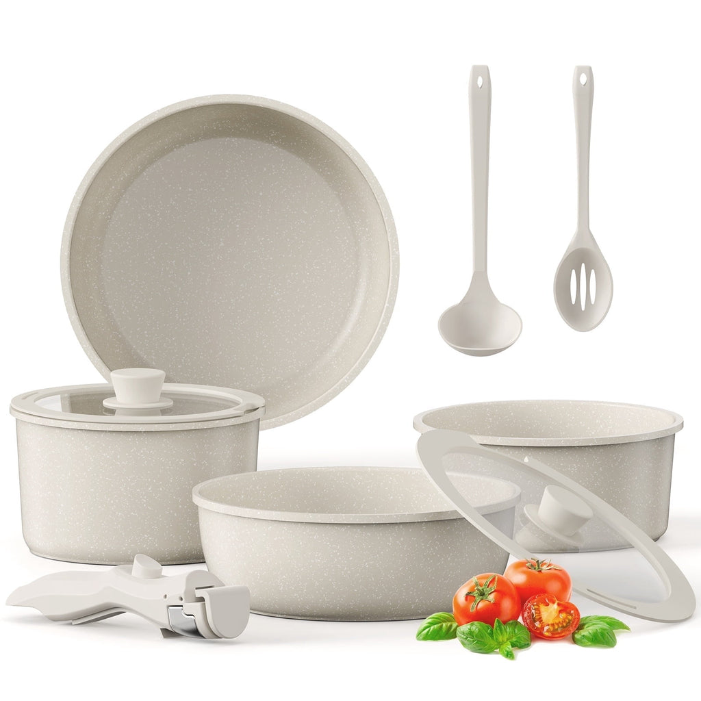 4 Piece Detachable Handle Inorganic Silicon Coating Cookware Set,Pot Pan Set