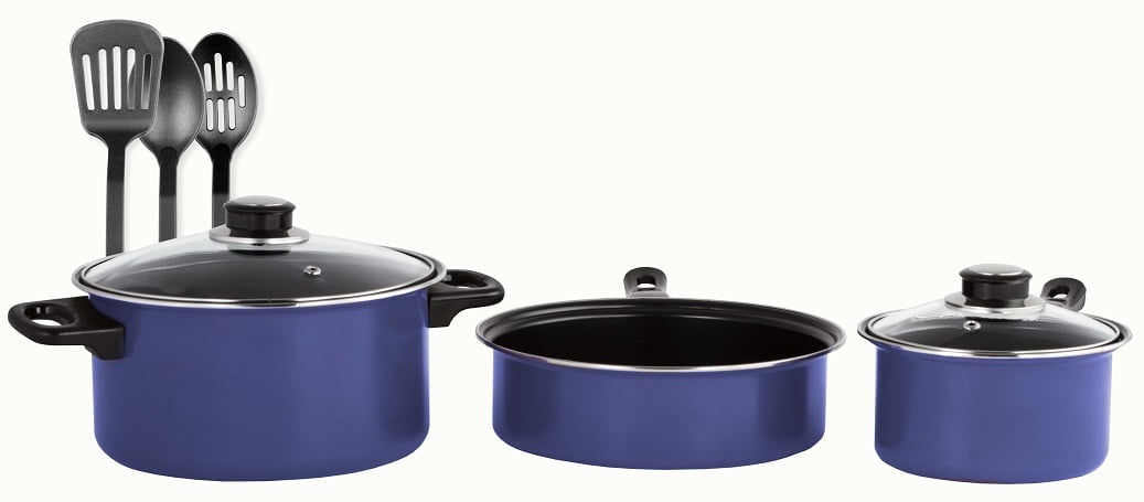 Carbon Steel 8 Pieces Non Stick Cookware Set with Utensils Dutch Oven Fry Sauce Pan