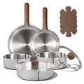 13-Piece Stainless Steel Cookware Set with Detachable Handle, Induction Compatible