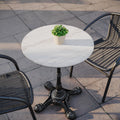 24" Round White Faux Marble Indoor Outdoor TopGuard Wrapped Tabletop, Seamless Edge, Scratch & Stain Resistant, Comme...