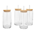 Can Glass Drinkware with Lids & Straws, Set of 4