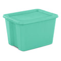 18 Gallon Tote, Plastic Storage Bin with Snap-on Lid, Teal