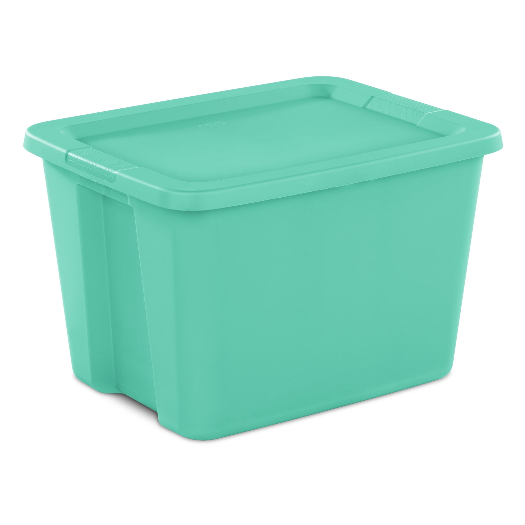 18 Gallon Tote, Plastic Storage Bin with Snap-on Lid, Teal