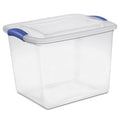 27 Medium Latching Storage Bin, Clear Plastic Stoarge Conatiner with Latch Lid, Blue