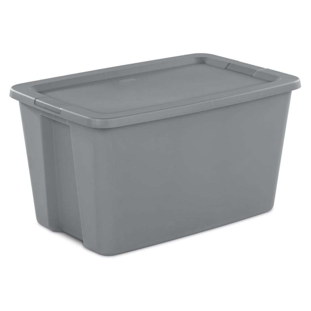 30 Gallon Extra-Large Storage Bin, Durable Plastic Storage Container with Snap-On Lid, Gray
