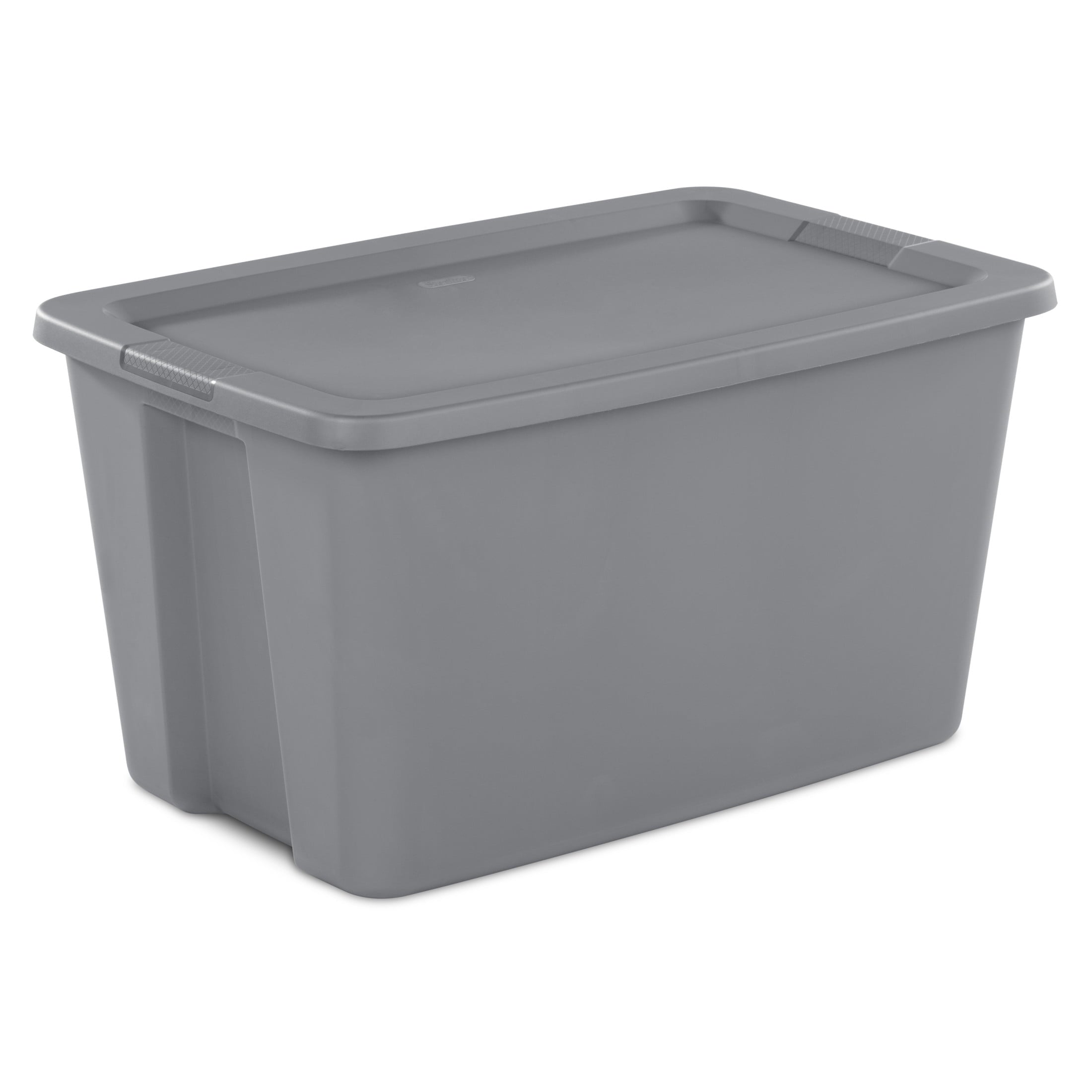 30 Gallon Extra-Large Storage Bin, Durable Plastic Storage Container with Snap-On Lid, Gray