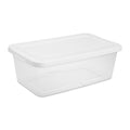 6 Small Storage Bin, Clear Plastic Storage Container with Snap-On Lid, White