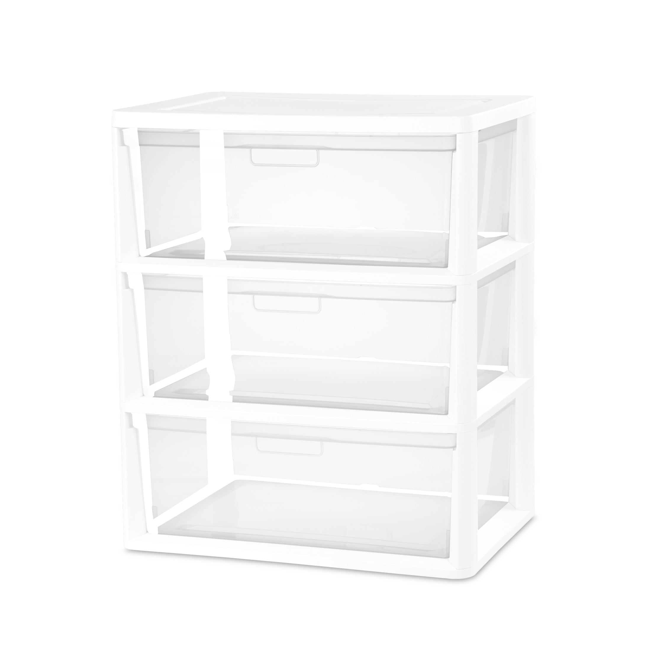 3 Drawer Tower, Plastic Storage Organizer with Removable Clear Bins, Easy to Assemble - No Tools Needed, White