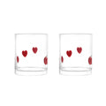 & 12 fl oz Red Hearts Charm Drinking Glasses, Set of 2