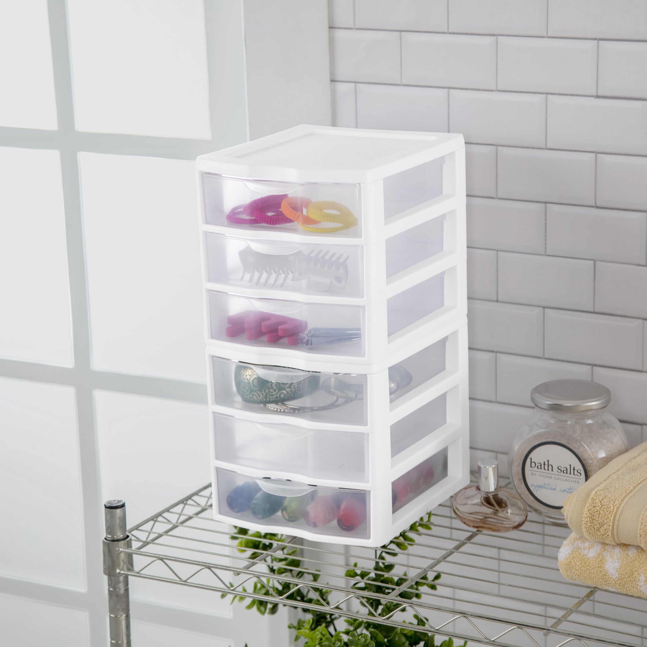 , 3 Drawer Clear Storage Bin, Desktop Drawer Storage Container, White