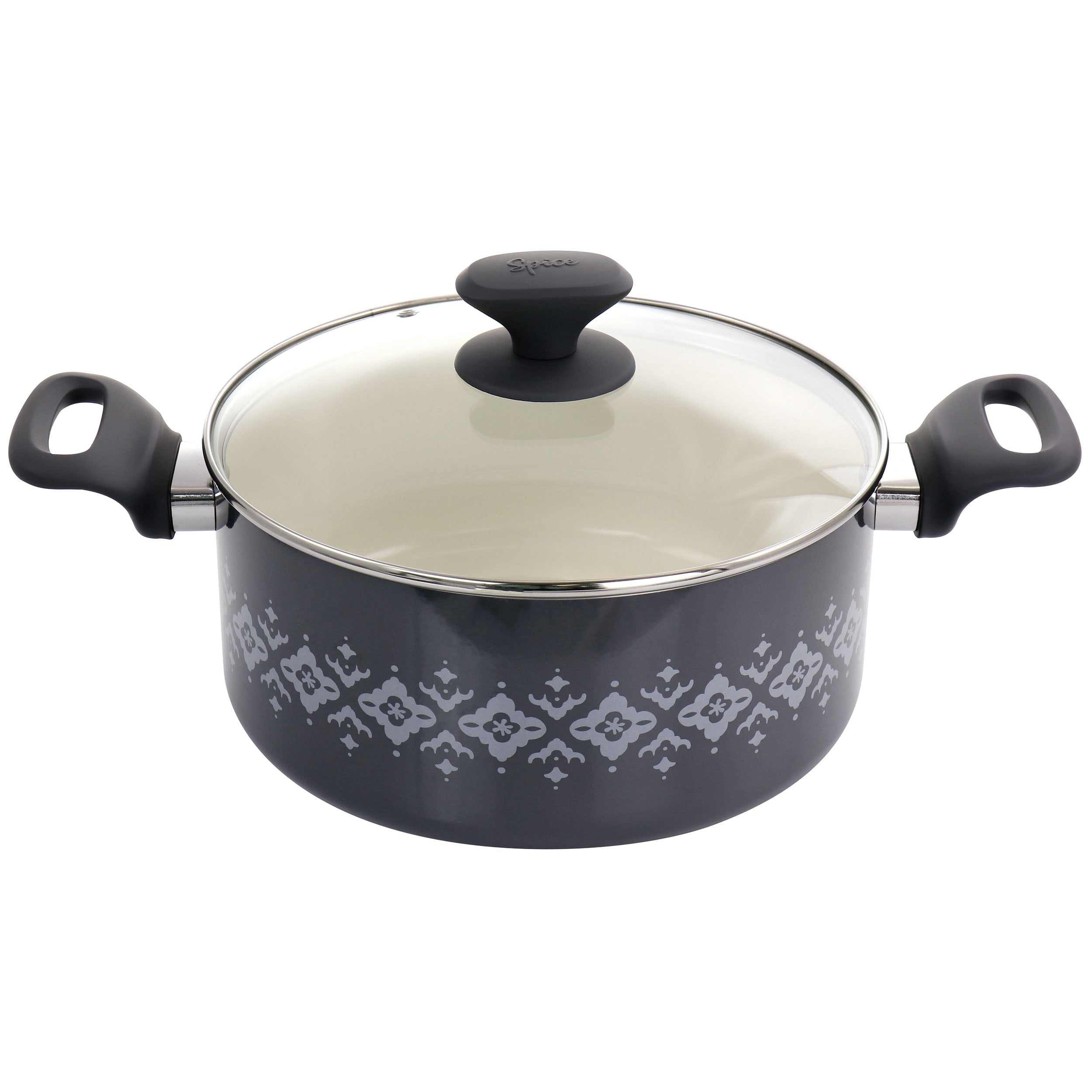 Savory Saffron 7 Piece Ceramic Aluminum Cookware Set with Nylon Utensils in Grey